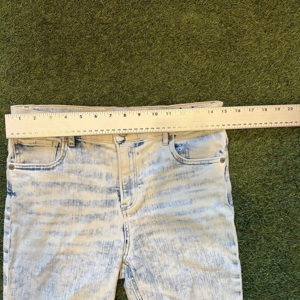 Express Womens Straight Leg High Rise Acid Wash Blue White Jeans 8 - Picture 4 of 11